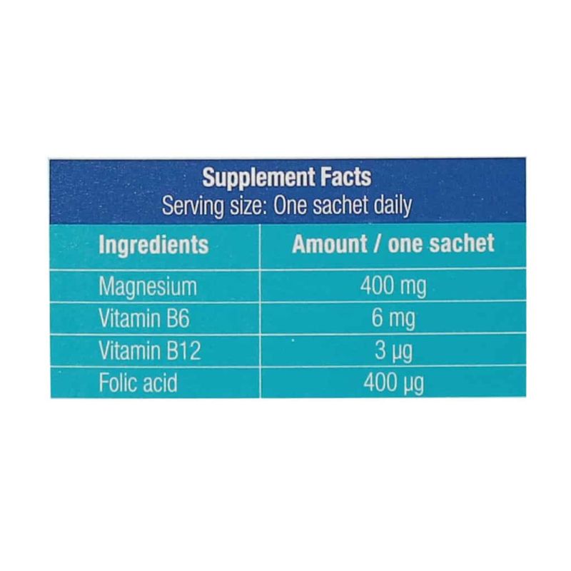 مگامگ®ساشه منیزیم400مگ+ب6+ب12+فولیک اسید30عددی