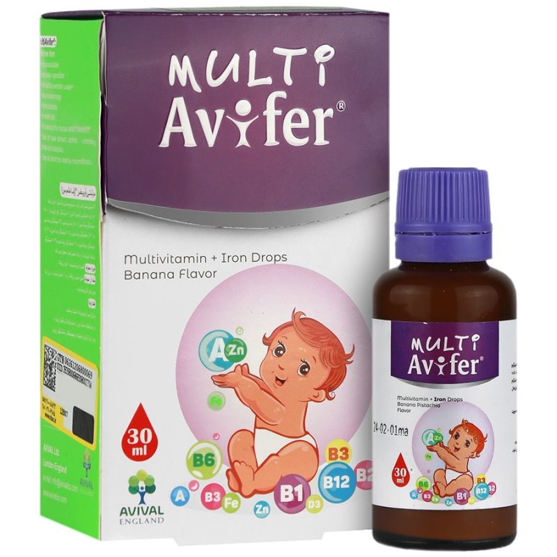 مولتی آویفر®قطره مولتی ویتامین طعم موز30مل